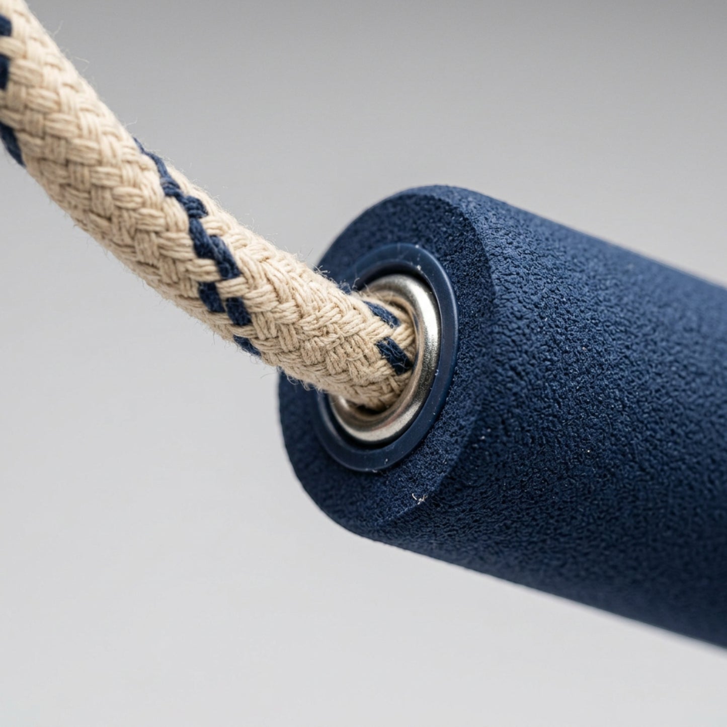 Zovae Loomstep Braided Cotton Blend Jump Rope 9 ft Sand Navy - Detail view