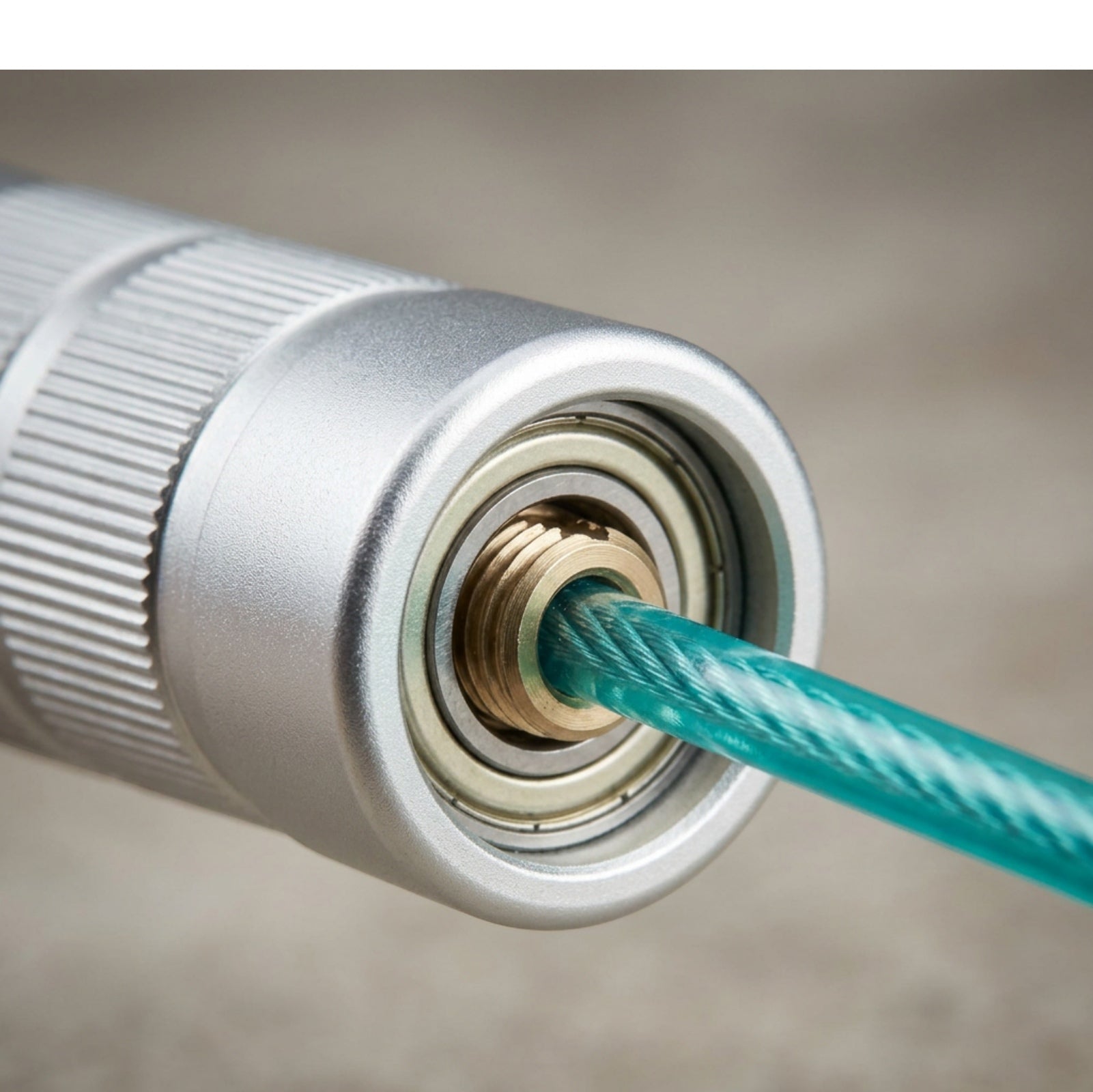 Zovae Glidewire TPU-Coated Steel Jump Rope Adjustable to 9.5 ft Aqua Silver - Detail view