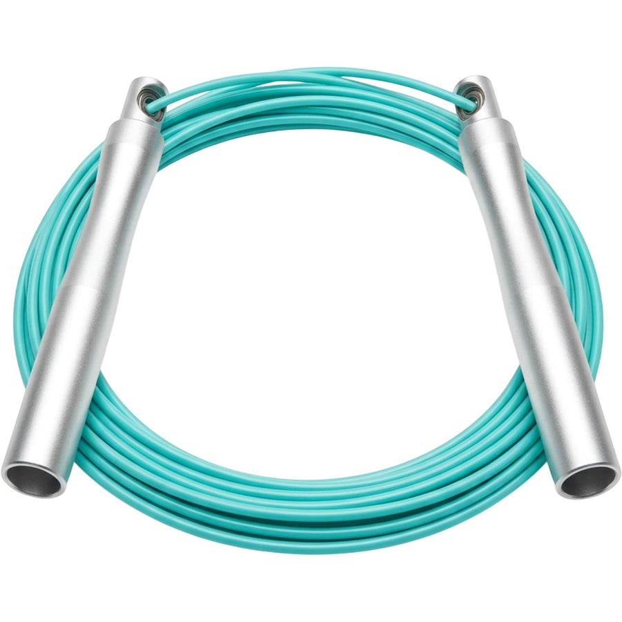 Zovae Glidewire TPU-Coated Steel Jump Rope Adjustable to 9.5 ft Aqua Silver